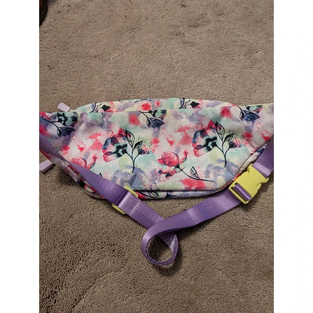 Justice Girls Floral Fanny Pack Watercolor Waist Bag Purple Pink Belt Bag